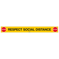 Covid-19 Respect Social Distance Sign, 800mm x 80mm, Self-Adhesive Polyester (SOCIAL-DISTANCE-EN)