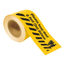 Covid-19 Toughstripe Floor Tape 102mm x 30m - Yellow, 2m social distance